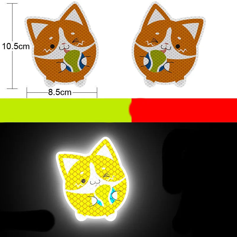 Pair of reflective warning stickers with diamond film for vehicles, approximately 9 by 5 cm