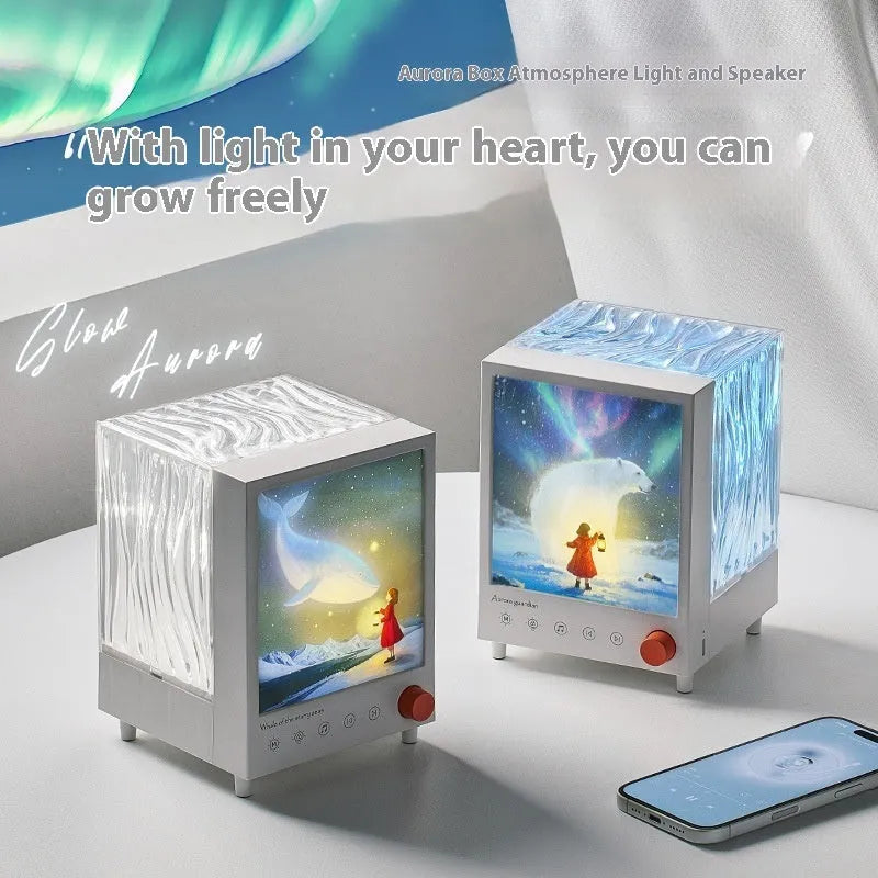 Aurora Treasure Box projection lamp showing star sea whale light colour and compact design.