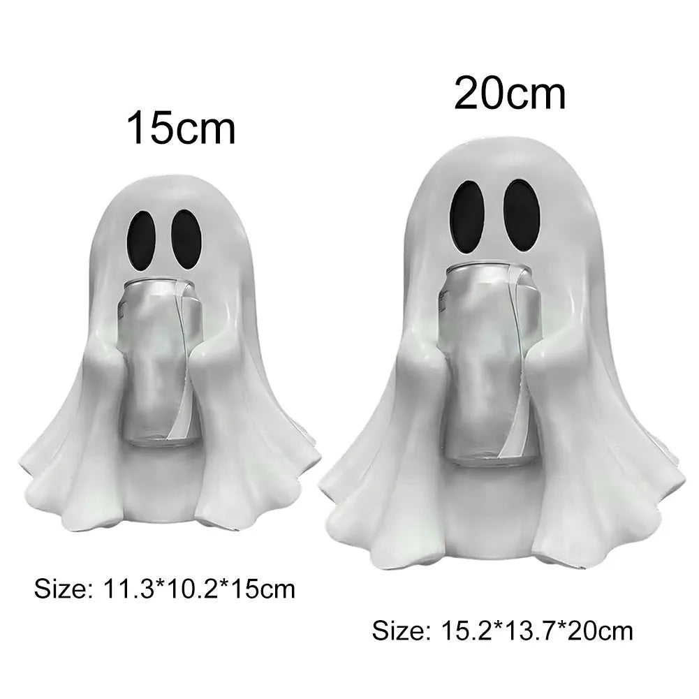 Funny ghost drink holder decoration in plastic resin, 15cm or 20cm sizes, Halloween style