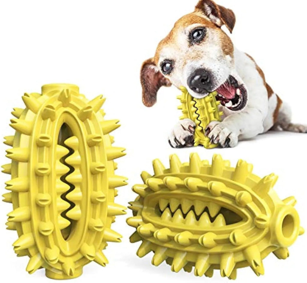 Green cactus-shaped dog toothbrush toy with textured bumps for dental cleaning