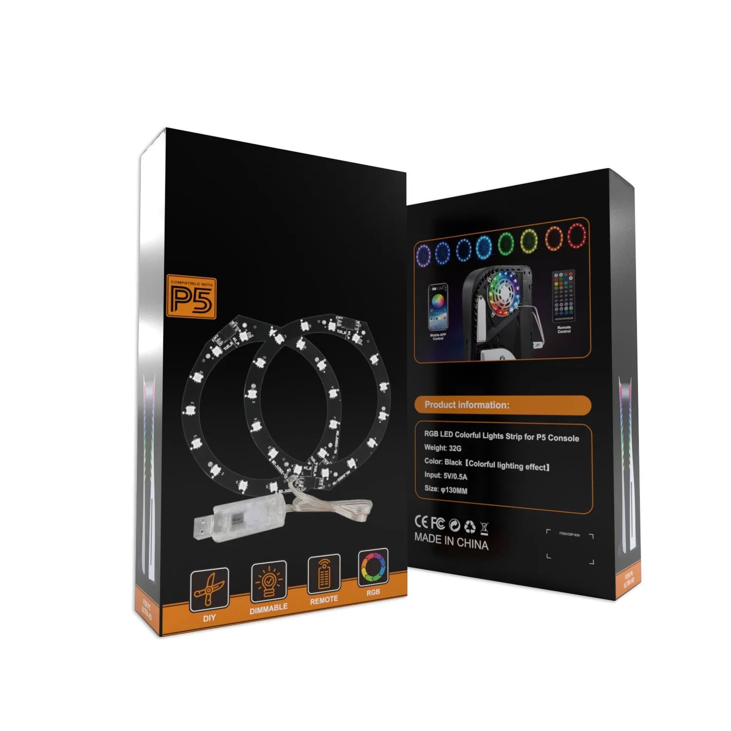 PS5 host ambience light set with neon glow, 13x6.5x1cm, in colour box