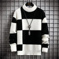 Men's thickened modal cardigan sweater coat in colour block design, loose fit, sizes M-4XL, white collar with black option