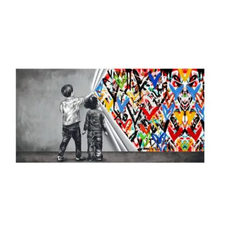 Children's abstract graffiti wall art canvas print frameless modern style