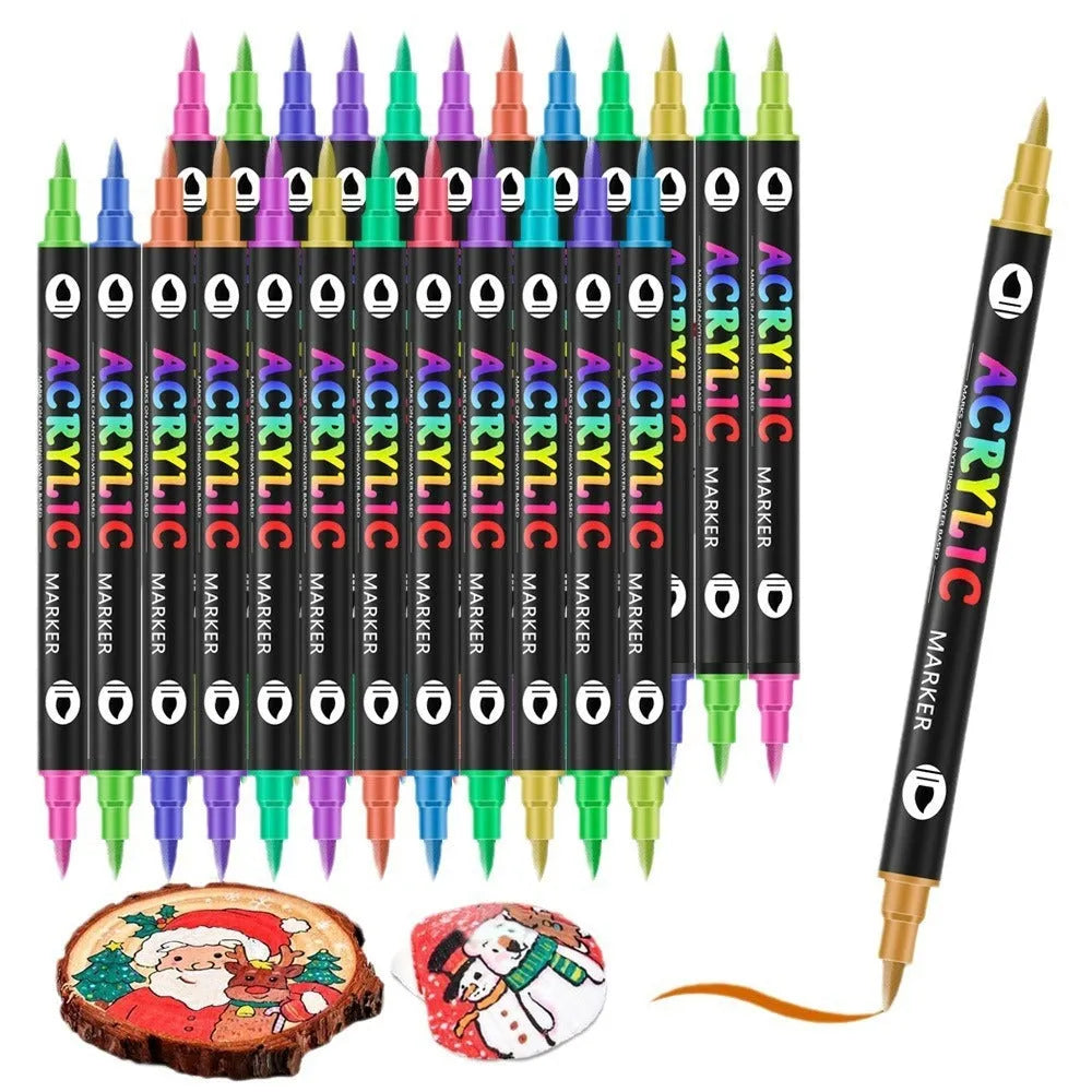Set of washable double-headed acrylic marker pens showing opaque colour options