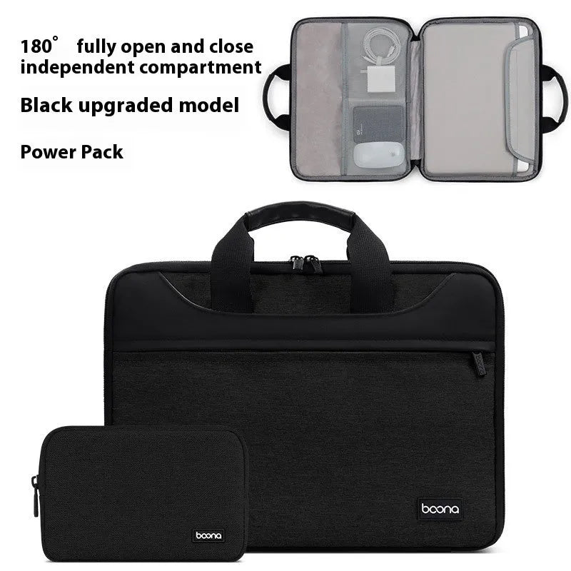 Encapsulate full open and close Oxford cloth laptop bag for men and women business travel, black, fits 15 inch laptop