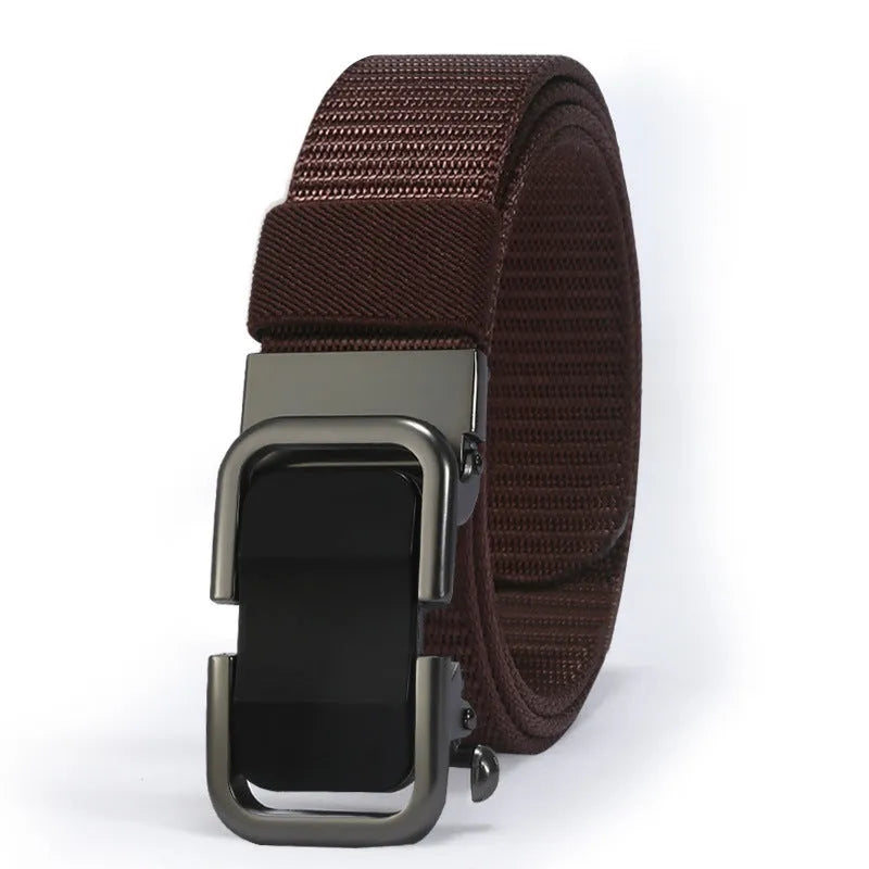 Men's nylon canvas belt with toothless alloy buckle in 120cm length