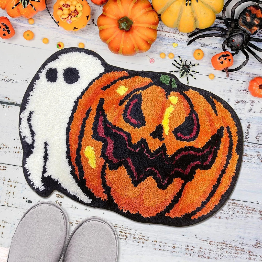 Non-slip absorbent polyester bathroom floor mat with cartoon cat design, 40x60cm