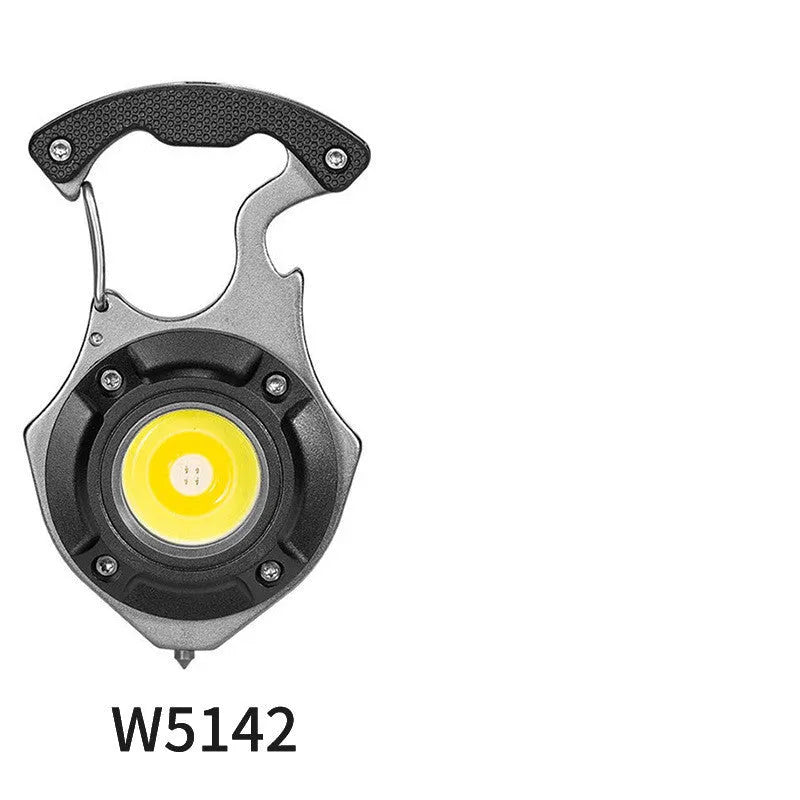 Multifunctional keychain flashlight with emergency tools including window breaker and screwdriver