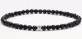 Geometric agate bracelet with 4mm beads in black, blue, and obsidian colours