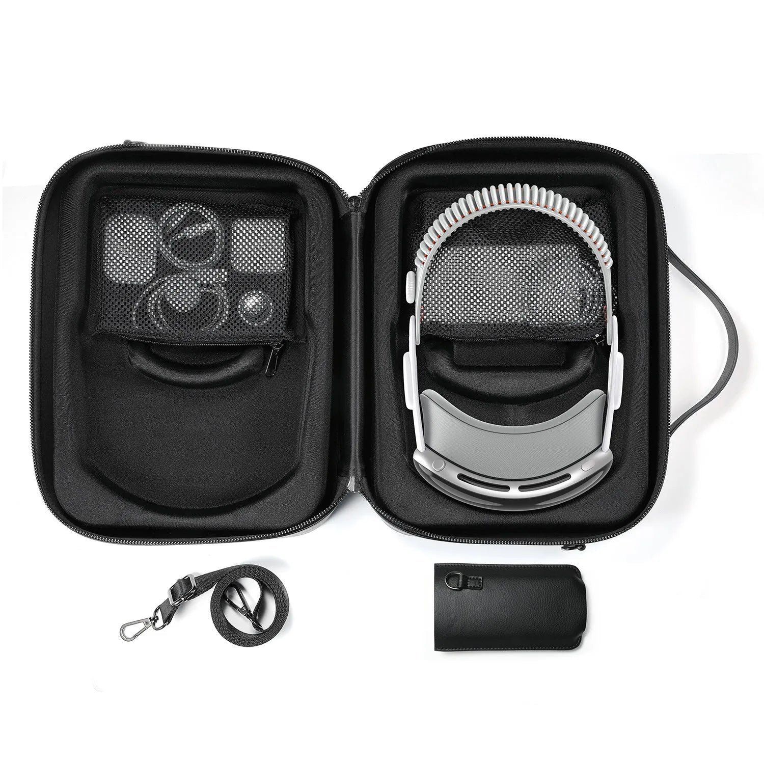 Vision Pro MR glasses superfiber storage box in black colour showing compact protective case