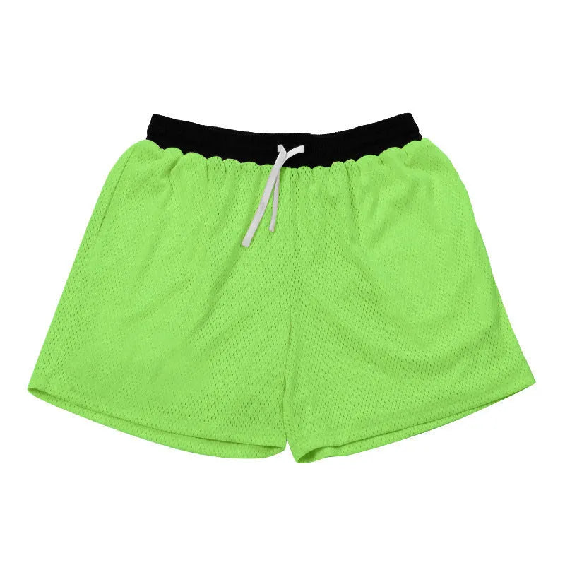 Men's black quick-drying mesh shorts for running and fitness activities
