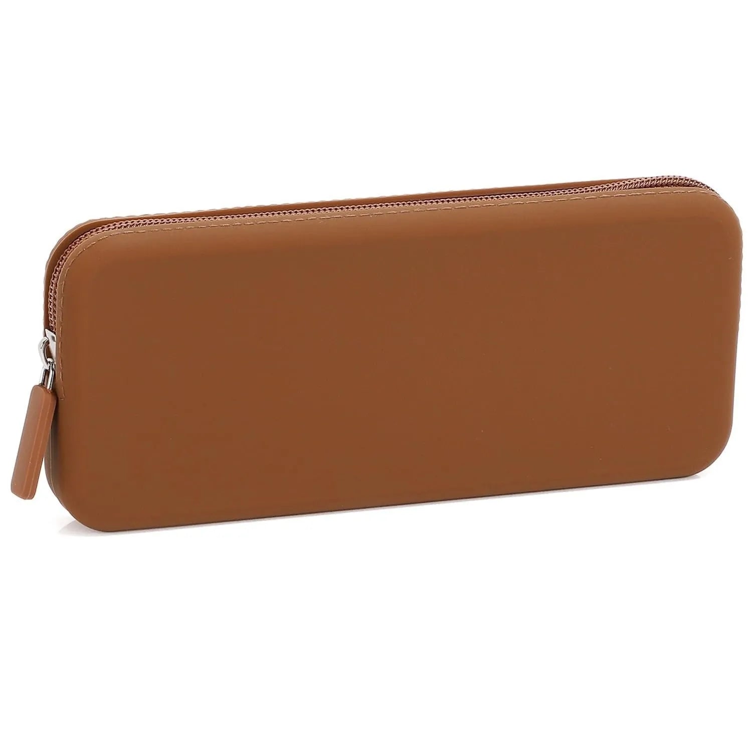 Silicone dustproof travel makeup brush storage bag in assorted colours showing 20cm by 8cm size