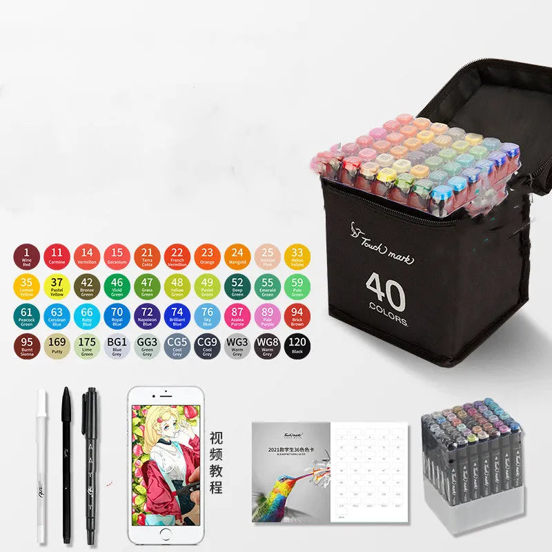 Watercolour pen set for children with 24 colours in a pencil bag, flower design