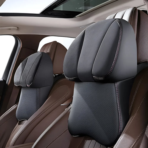 Car memory foam neck pillow with business-style design, Napa perforated cover, in black colour option