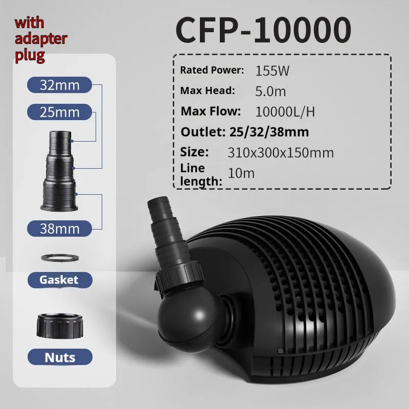 White horizontal CFP series large flow filter pump for garden ponds and turtle tanks.
