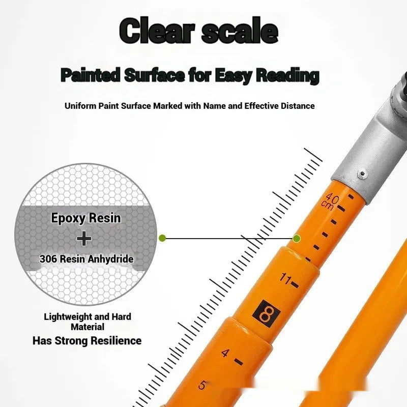 Telescopic truck height measuring rod with clear scale markings showing two diameter options