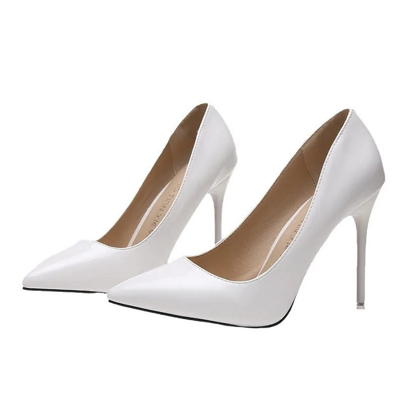 Women's pointed toe stiletto high heels with 8cm+ heel in six colours including apricot and wine red