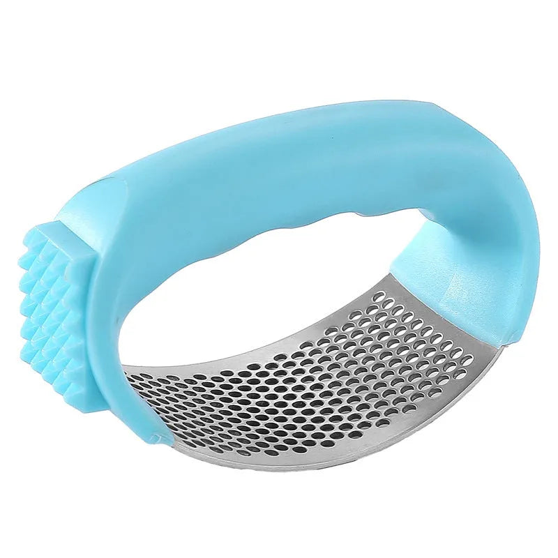 304 stainless steel garlic press with polypropylene handle in green colour
