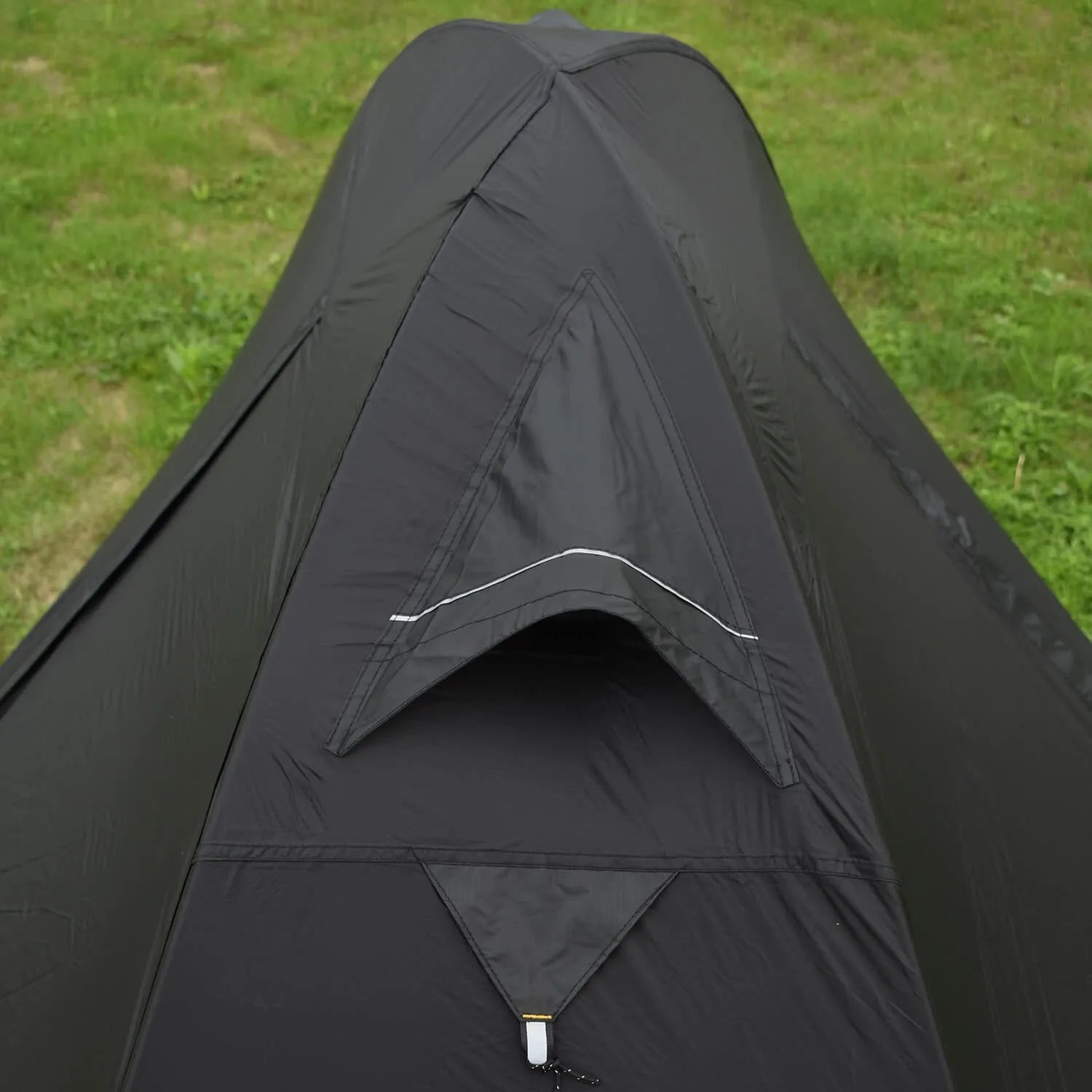Single person hiking tent with aluminium poles shown in red colour with mesh ventilation panels visible