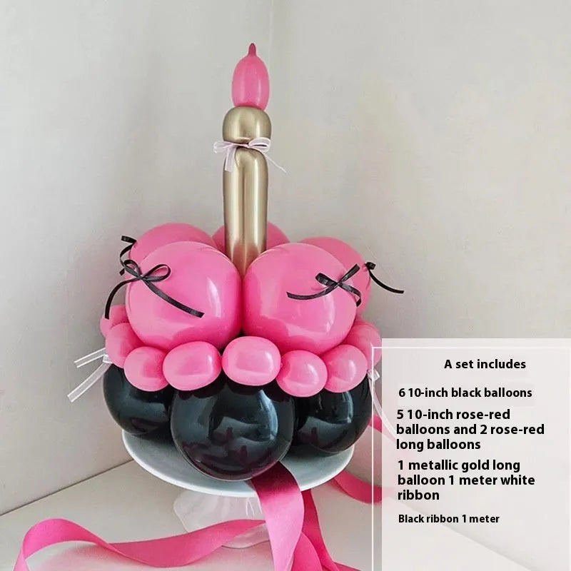 Round DIY balloon bouquet cake decoration kit with ten style options for party celebrations