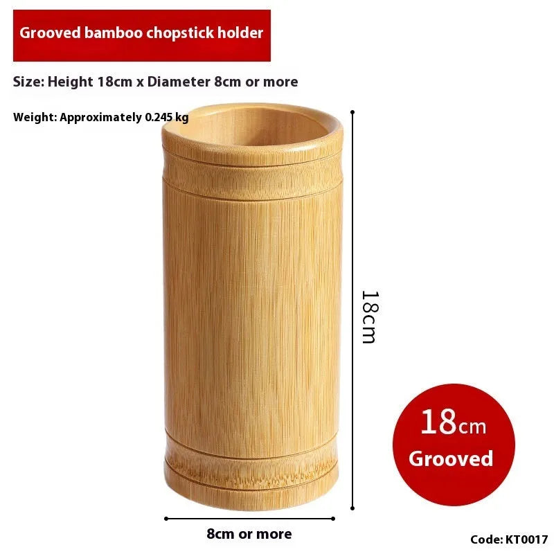 Natural bamboo chopstick holder with creative bevel design for kitchen utensil organisation