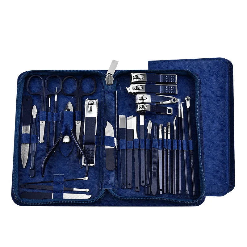 30-piece stainless steel nail clipper tool set in Rose Gold colour with pliers and assorted grooming tools