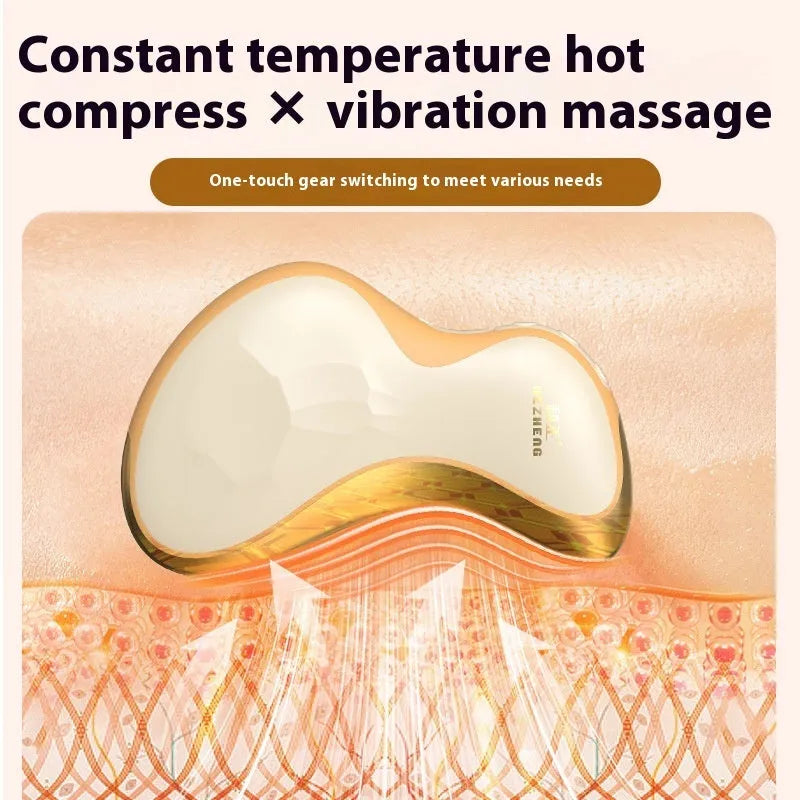 Electric scrapping plate massage tool with USB charging cable in golden yellow finish