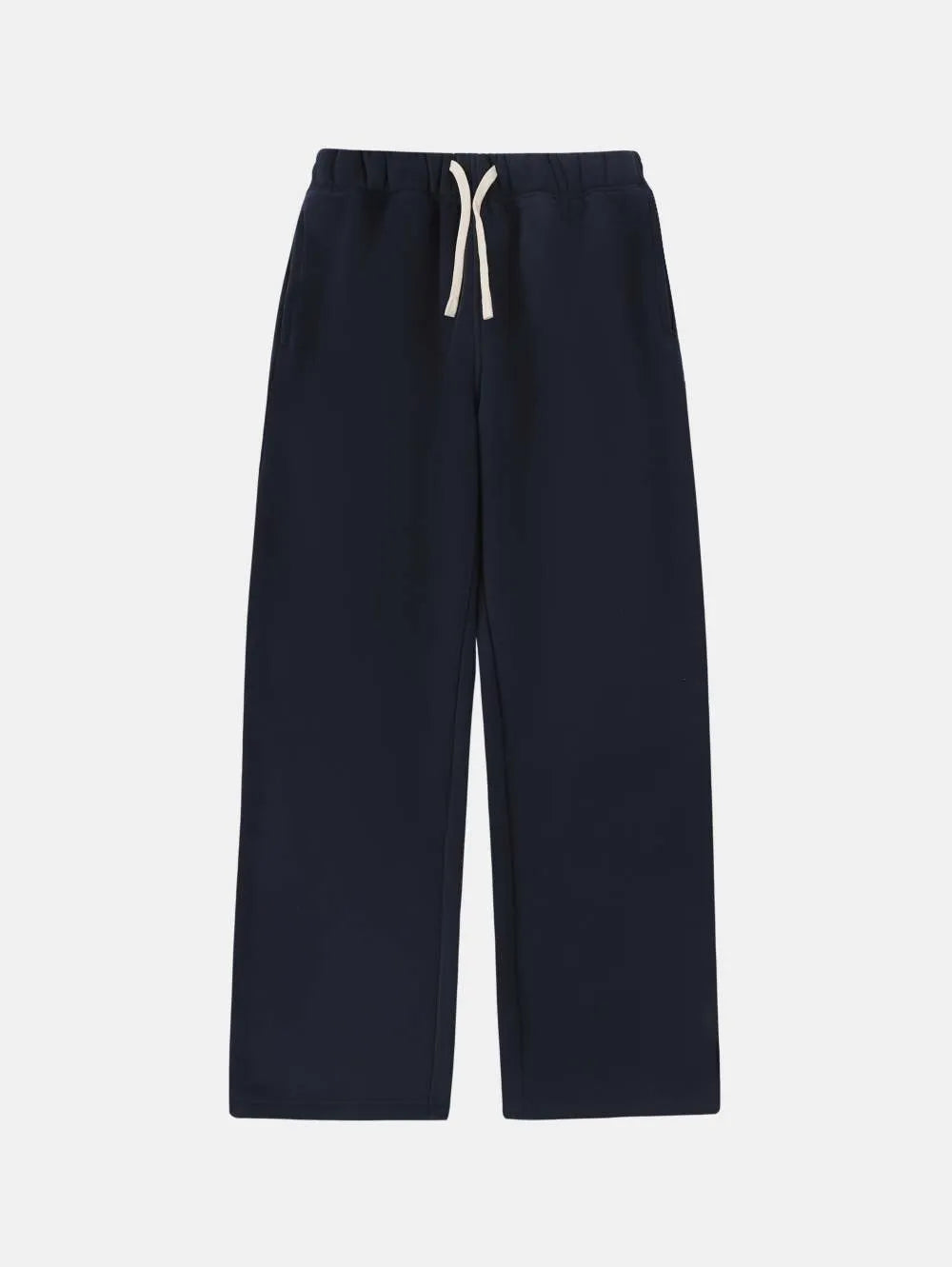Men's black fleece-lined loose fit sweatpants with an elastic drawstring waistband.