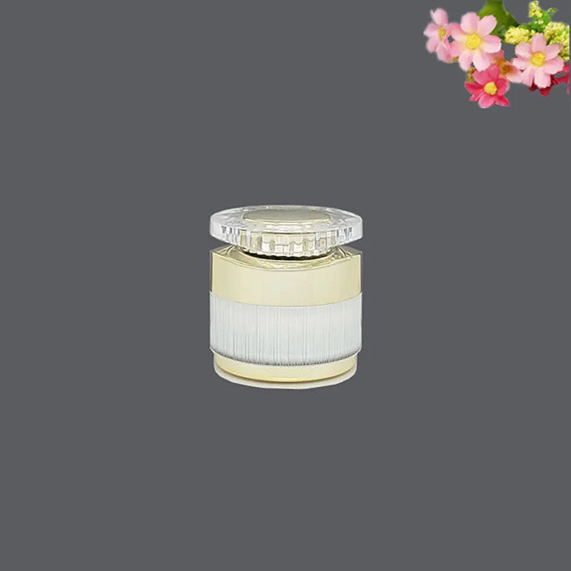 Acrylic cosmetics sub-bottling box with champagne gold and brushed white empty bottles in various sizes