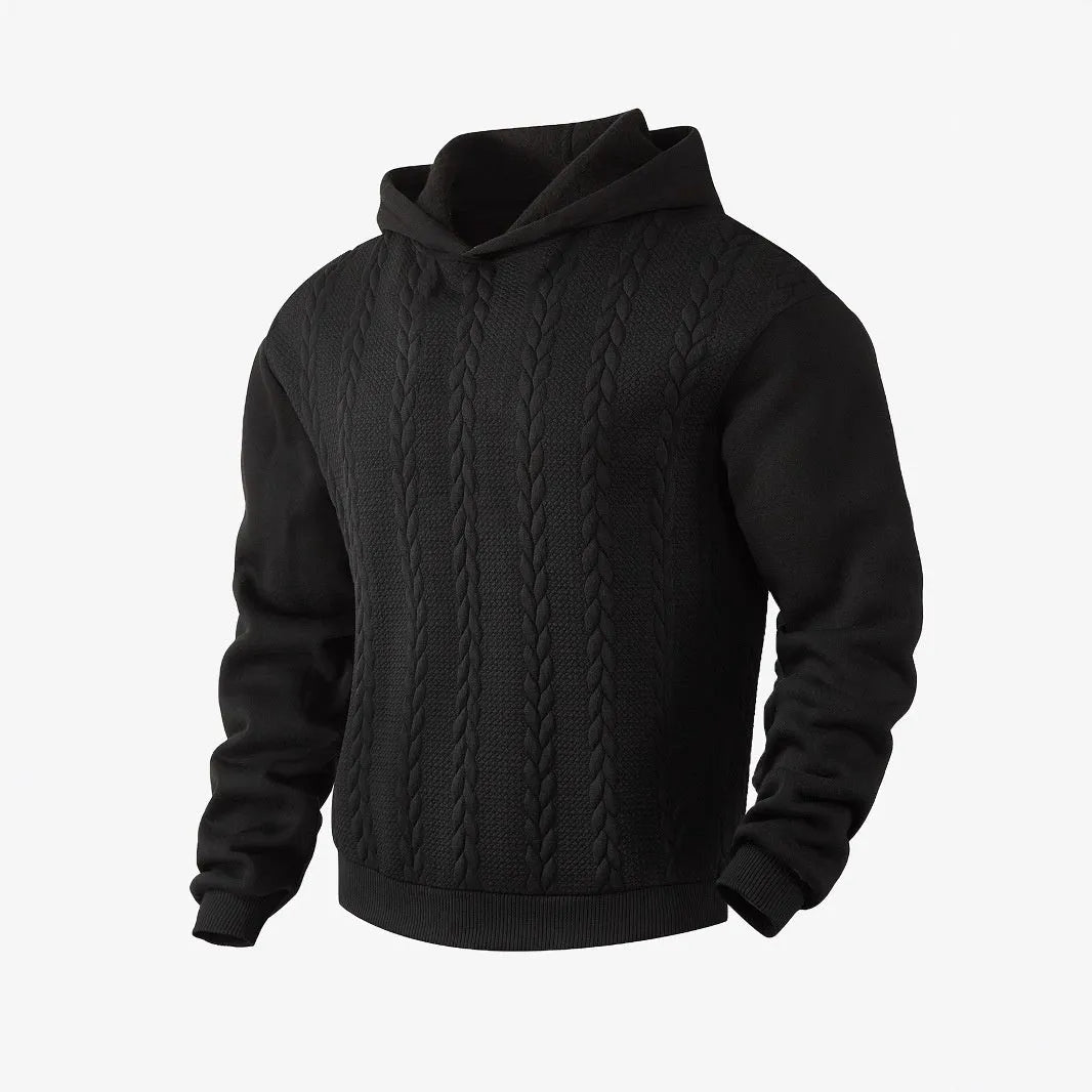 Men's solid colour hooded pullover sweatshirt in loose fit polyester fabric, long sleeve casual top available in multiple colours