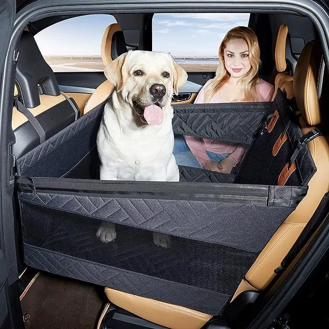 Grey reversible water resistant dog bed measuring 56x56x40cm for car and home use