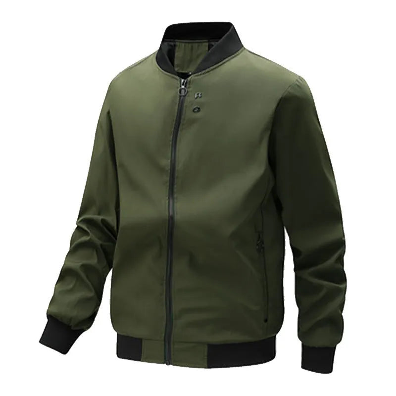 Men's slim-fit fashion collar casual jacket in chemical fibre blend, available in multiple colours