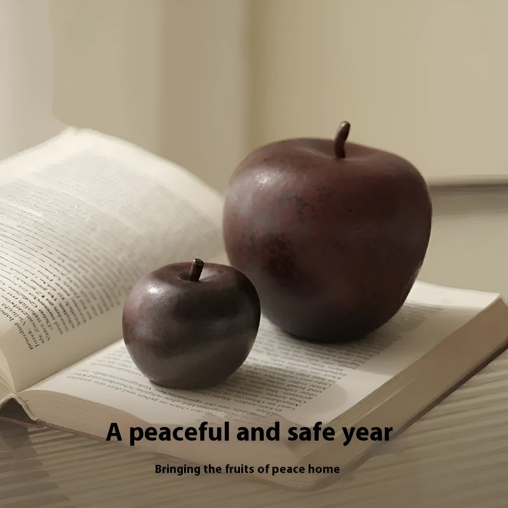Ceramic apple desktop ornament in retro Chinese style, available in large and small size options