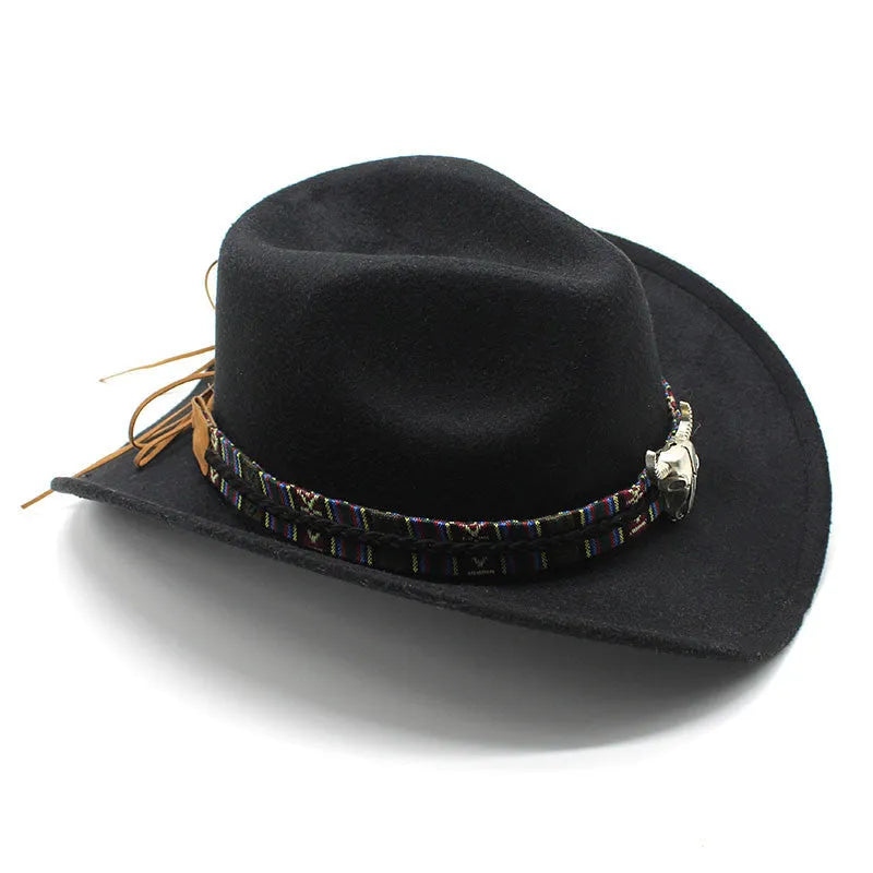 Western cowboy hat with bell crown in polyester fabric, shown in multiple colour options