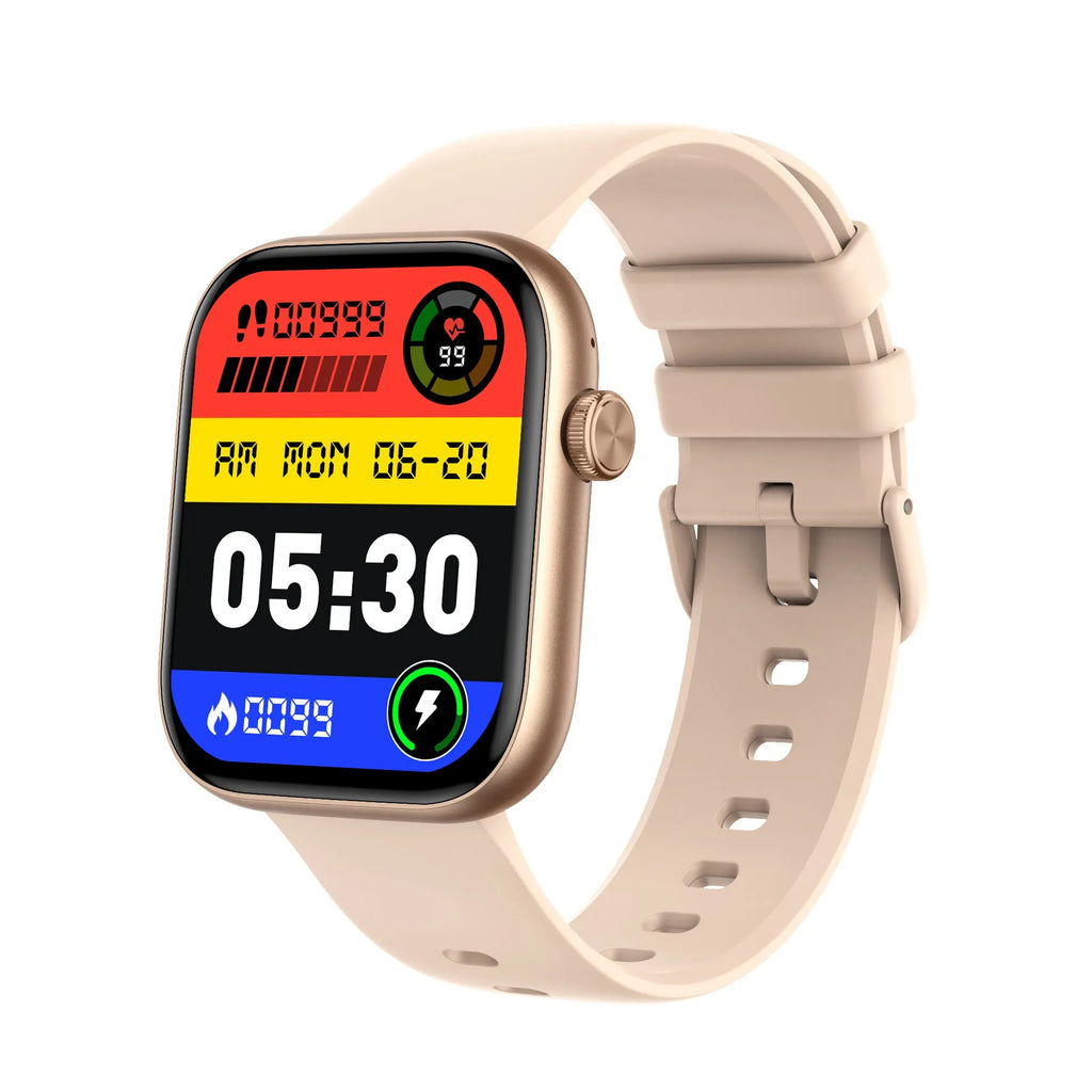 New P89 smart watch with full touch screen, Bluetooth calling, and health monitoring features on display