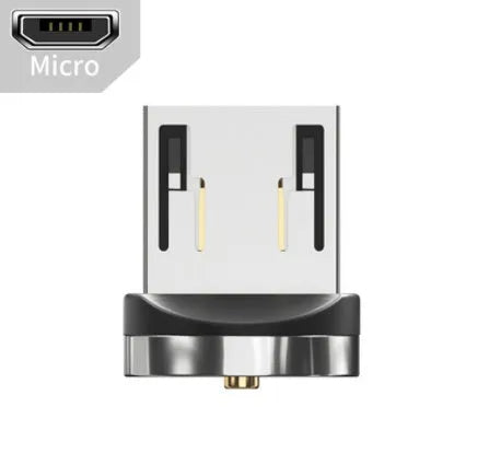 Essager black magnetic USB cable with rotating connector and blue LED light, shown next to phone