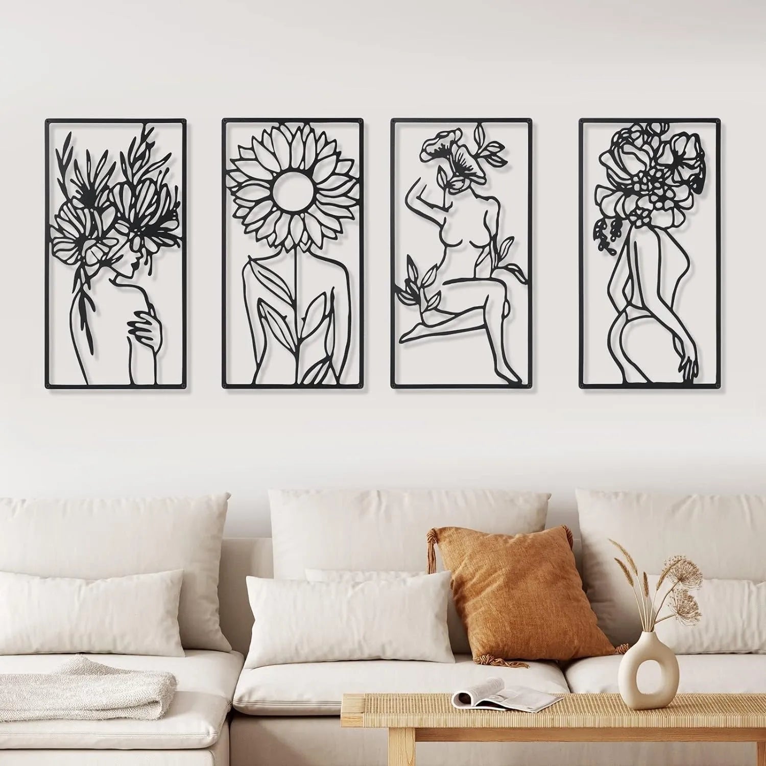 Set of four iron human body partial wall decorative paintings, modern simplicity style, each 17 by 10 inches