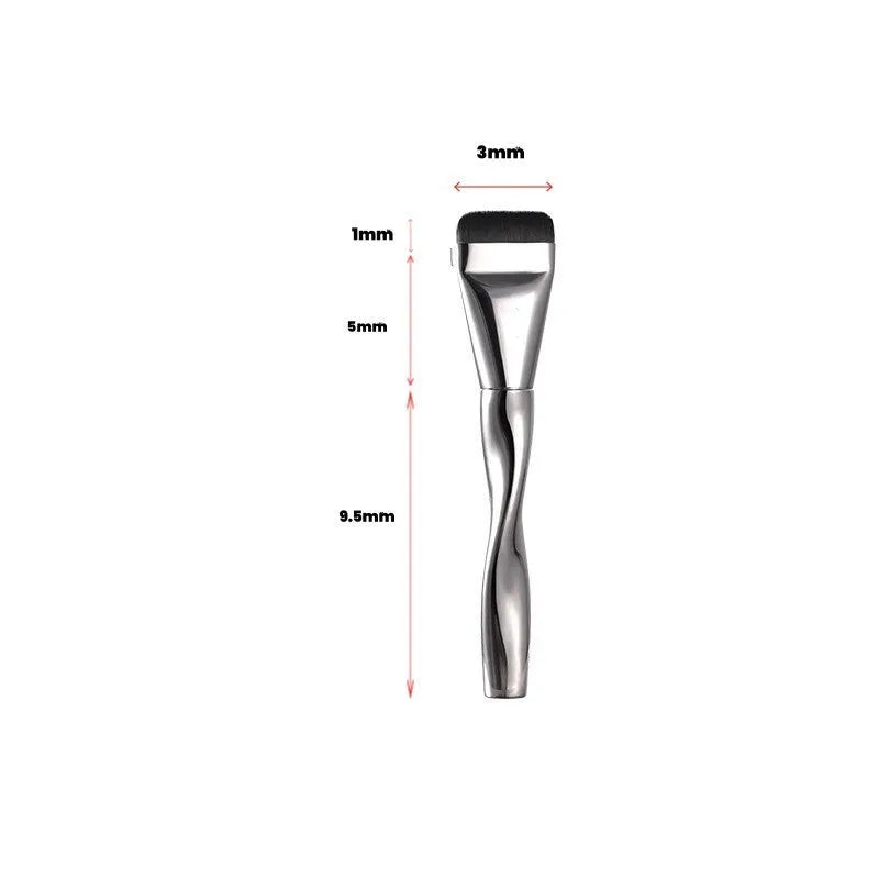 Spiral one-shaped powder foundation brush with black plastic handle and brown artificial fibre bristles