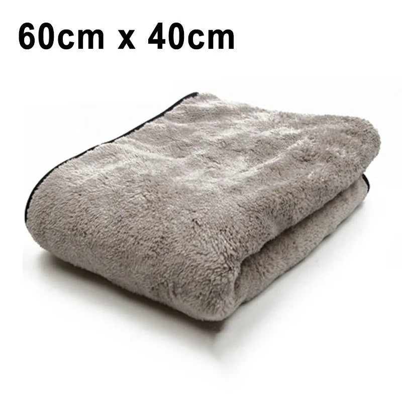 Microfiber car wash towel shown in three size options for vehicle cleaning