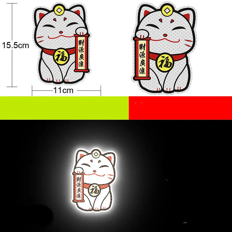 Pair of reflective warning stickers with diamond film for vehicles, approximately 9 by 5 cm