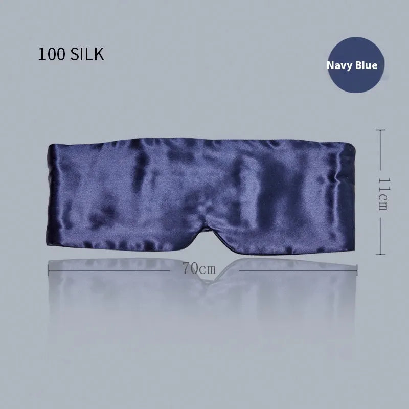 Mulberry silk sleep eye mask shown in multiple colours: black, gold, blue, grey, white, pink, and green.