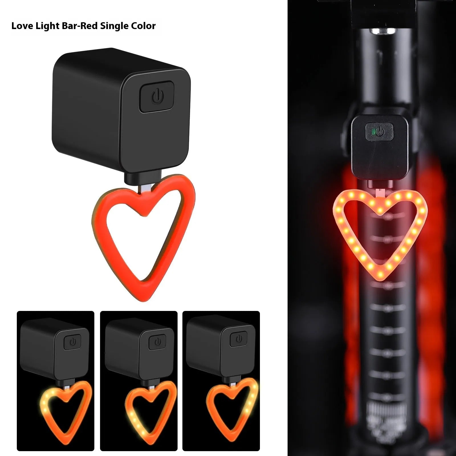 Bicycle taillight with running water illumination effect mounted on seat tube
