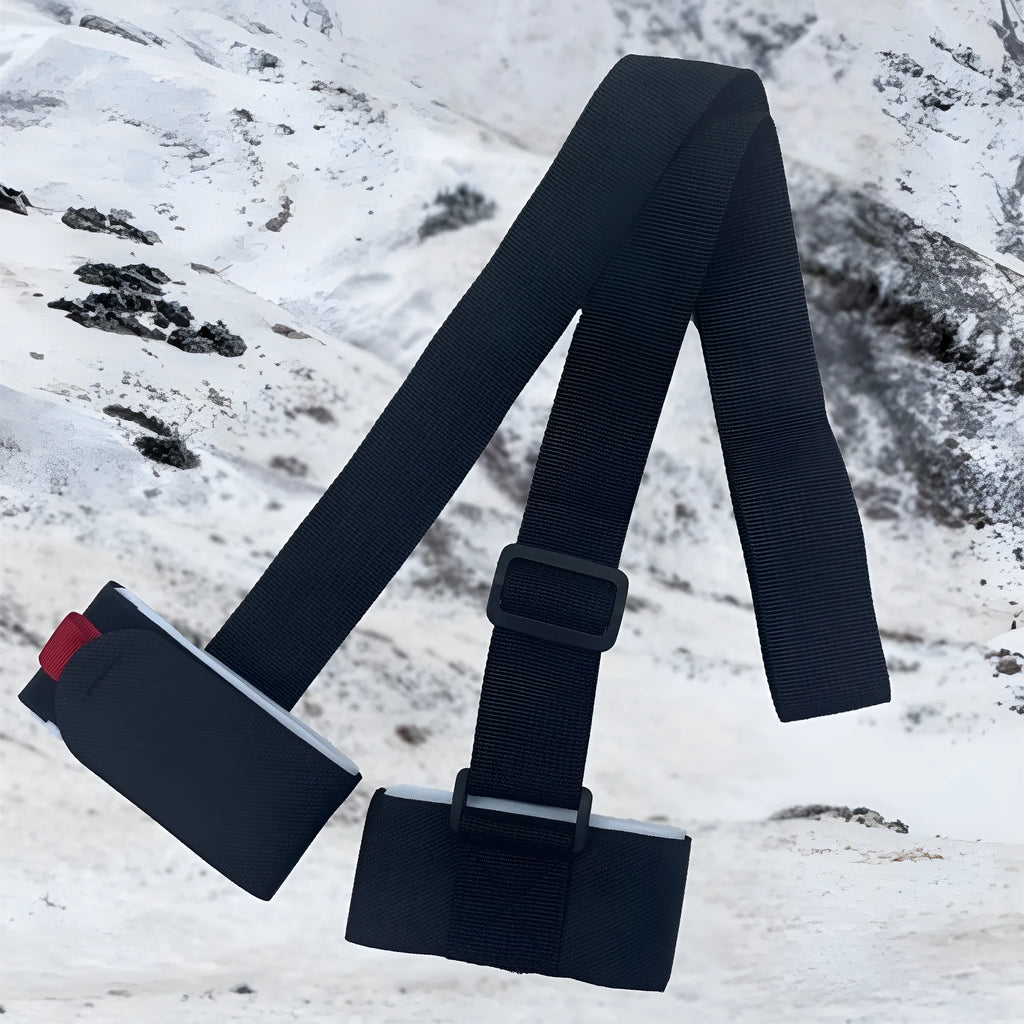 Adjustable hook and loop shoulder strap for skiing bandage and equipment transport in four colour options
