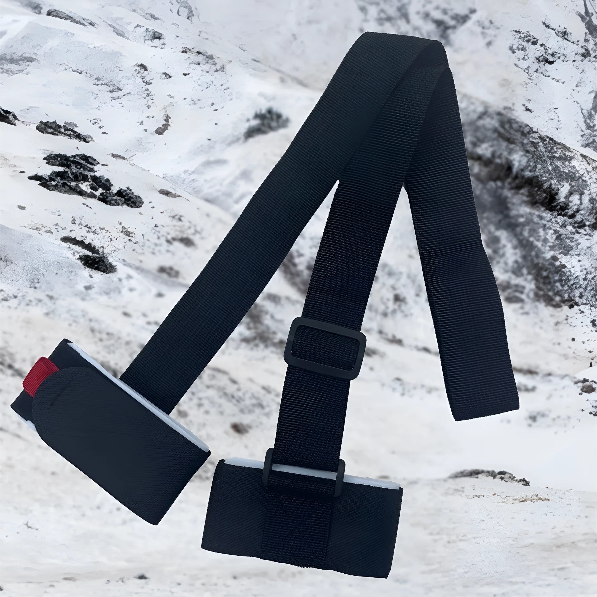 Adjustable hook and loop shoulder strap for skiing bandage and equipment transport in four colour options