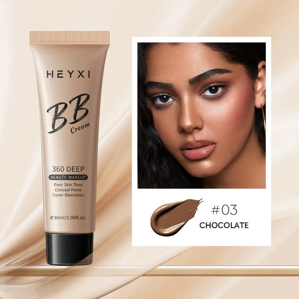 Waterproof sweatproof BB cream bottle in 30ml size with four shade options 01 02 03 04