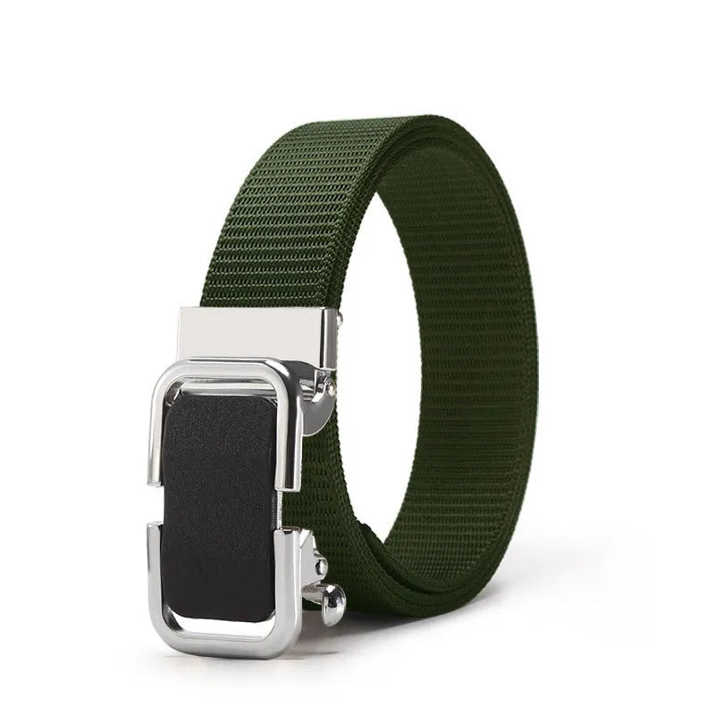 Men's nylon canvas belt with toothless alloy buckle in 120cm length