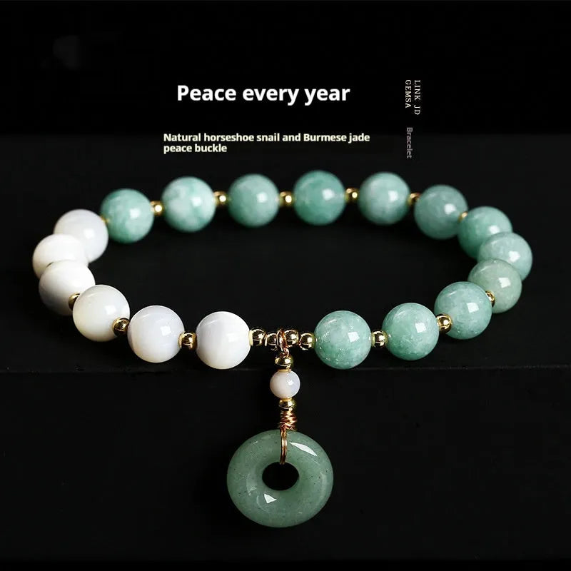 Natural Burma jade safety buckle bracelet blue copper 8mm for women