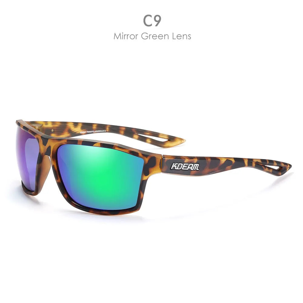 Sports polarized sunglasses with TR90 frame, TAC lens, UV400 protection, full frame box design, available in 11 colour options