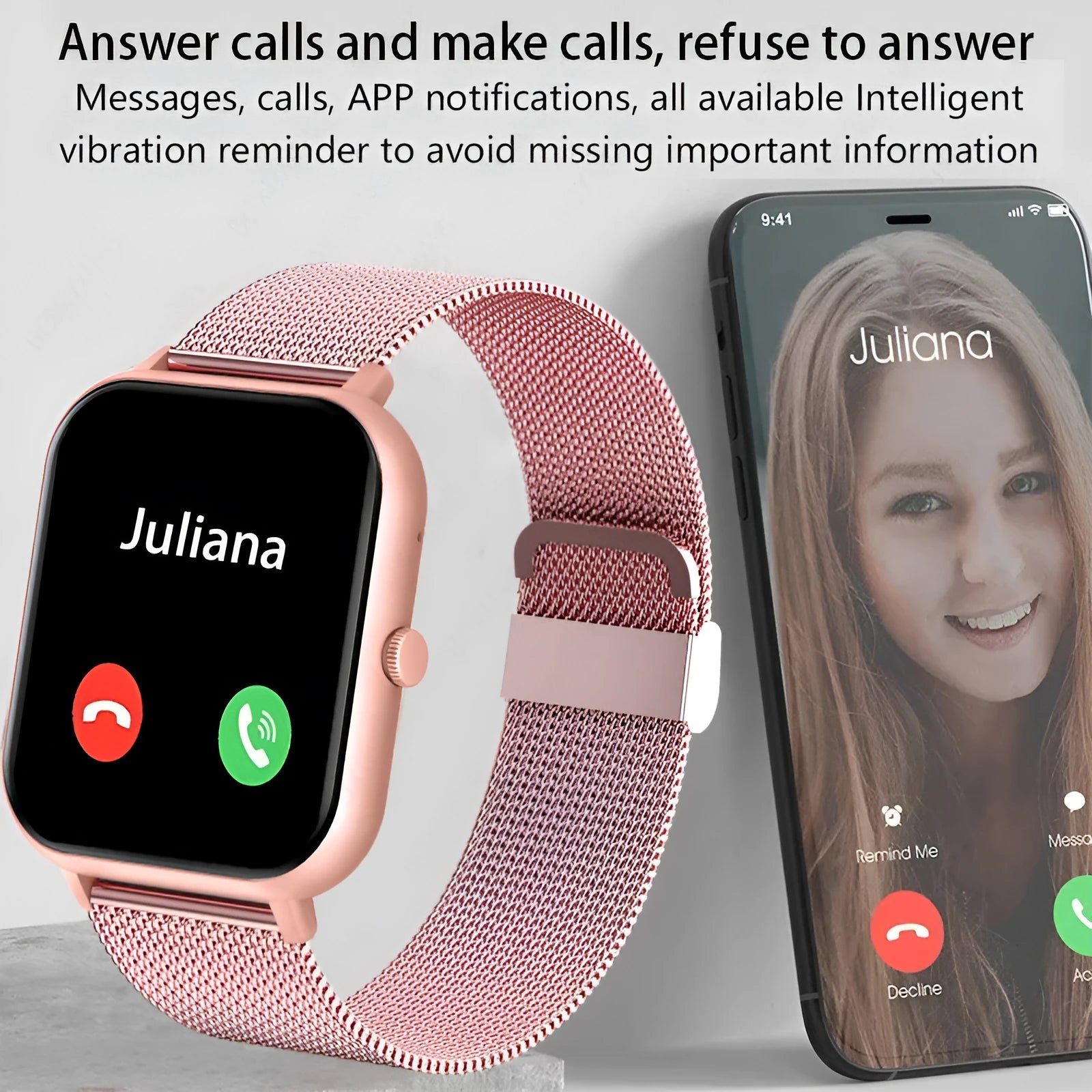 ZL54C smart watch in black, pink, or silver with AMOLED screen displaying health metrics.