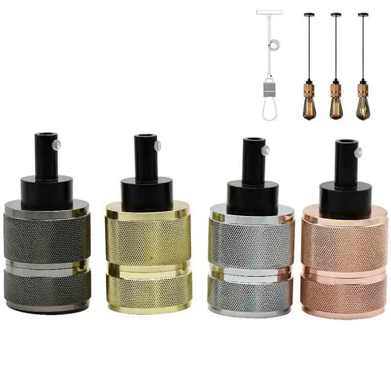 DIY retro chandelier assembly kit with electroplated lamp holder in chrome, gold, rose gold, or shiny black finish.